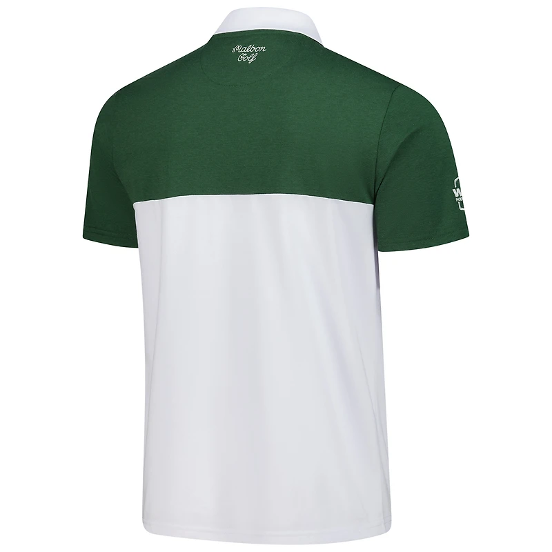 Polo piqué haute performance Malbon Golf blanc 2025 WM Phoenix Open pour homme
