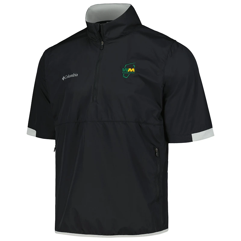 Veste coupe-vent à manches courtes et demi-zip Columbia Black WM Phoenix Open Big Shot Omni-Wick pour hommes