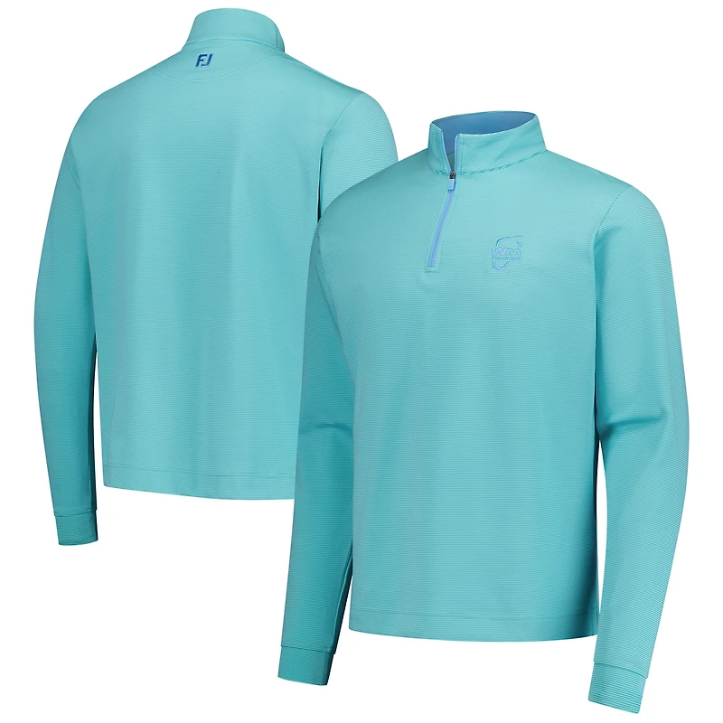 Men's FootJoy Teal WM Phoenix Open Ottoman Stripe Quarter-Zip Top