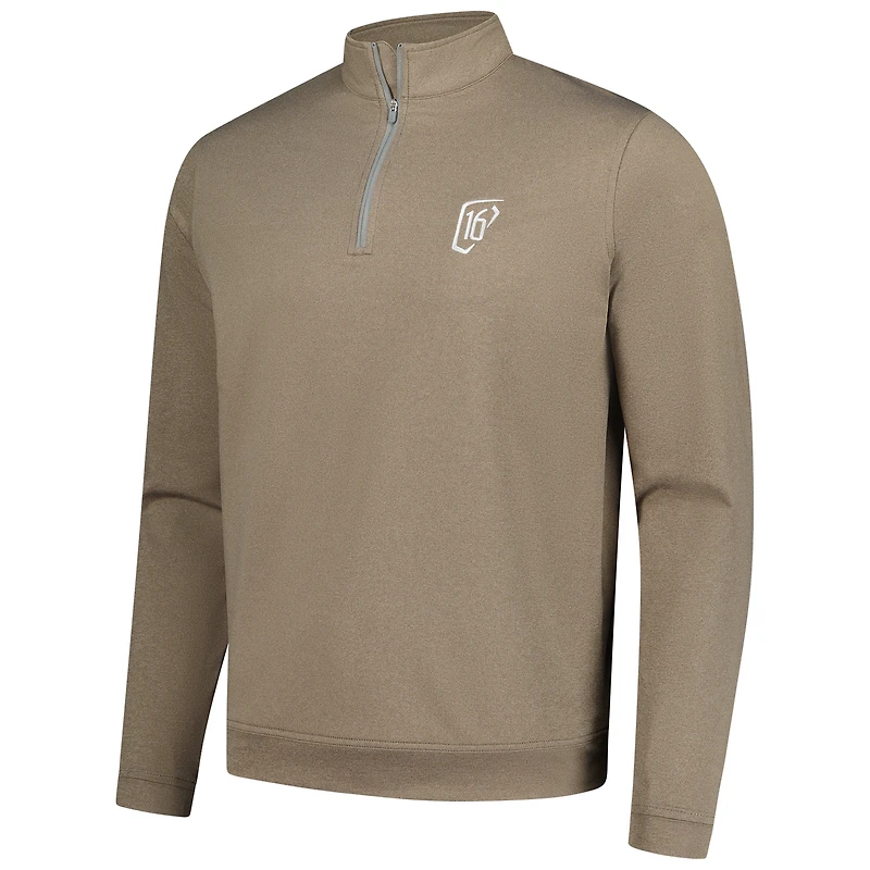 Men's Peter Millar Brown WM Phoenix Open Perth Mélange Performance Quarter-Zip Top