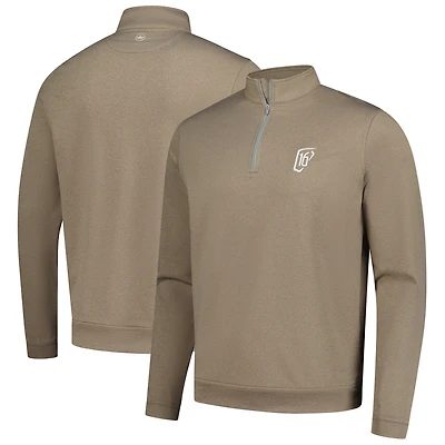 Men's Peter Millar Brown WM Phoenix Open Perth Mélange Performance Quarter-Zip Top