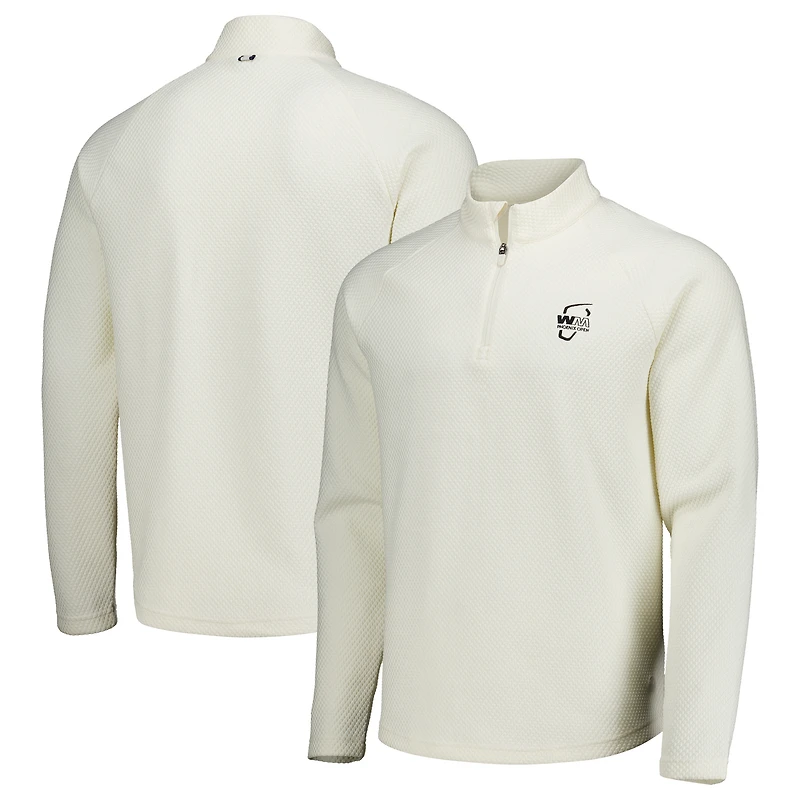 Veste Puma WM Phoenix Open Boulder 2.0 blanche pour homme, fermeture éclair quart de cercle, mélange trois matières.
