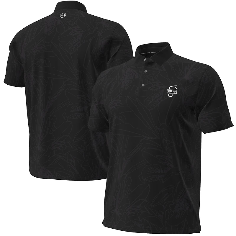 Men's Under Armour Black WM Phoenix Open ArmourDry Azalea Jacquard Polo