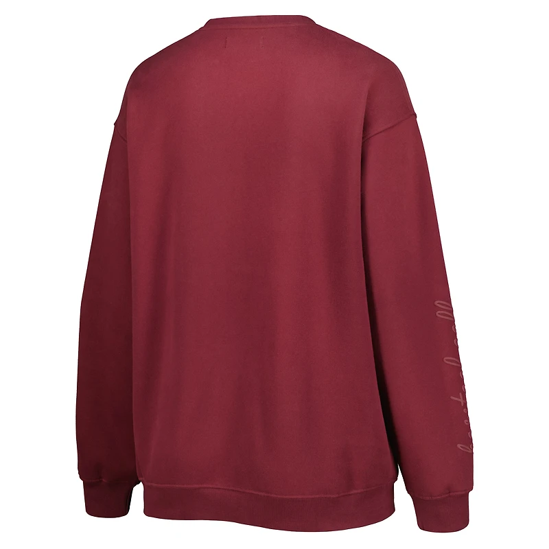 Women's Barstool Golf Maroon WM Phoenix Open Oversized Crewneck Sweatshirt