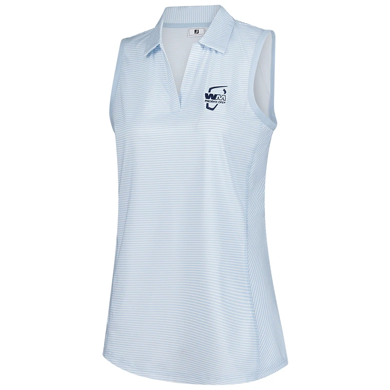 Polo sans manches à rayures ouvertes bleu clair WM Phoenix de FootJoy pour femme