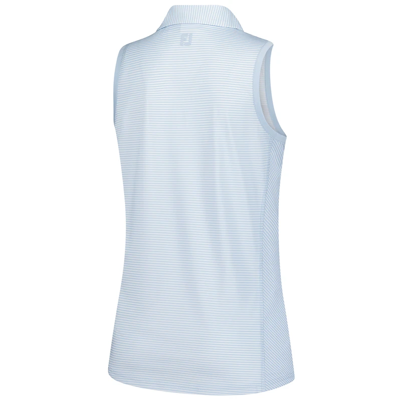 Polo sans manches à rayures ouvertes bleu clair WM Phoenix de FootJoy pour femme