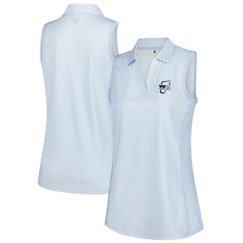 Women's FootJoy Light Blue WM Phoenix Open Striped Sleeveless Polo