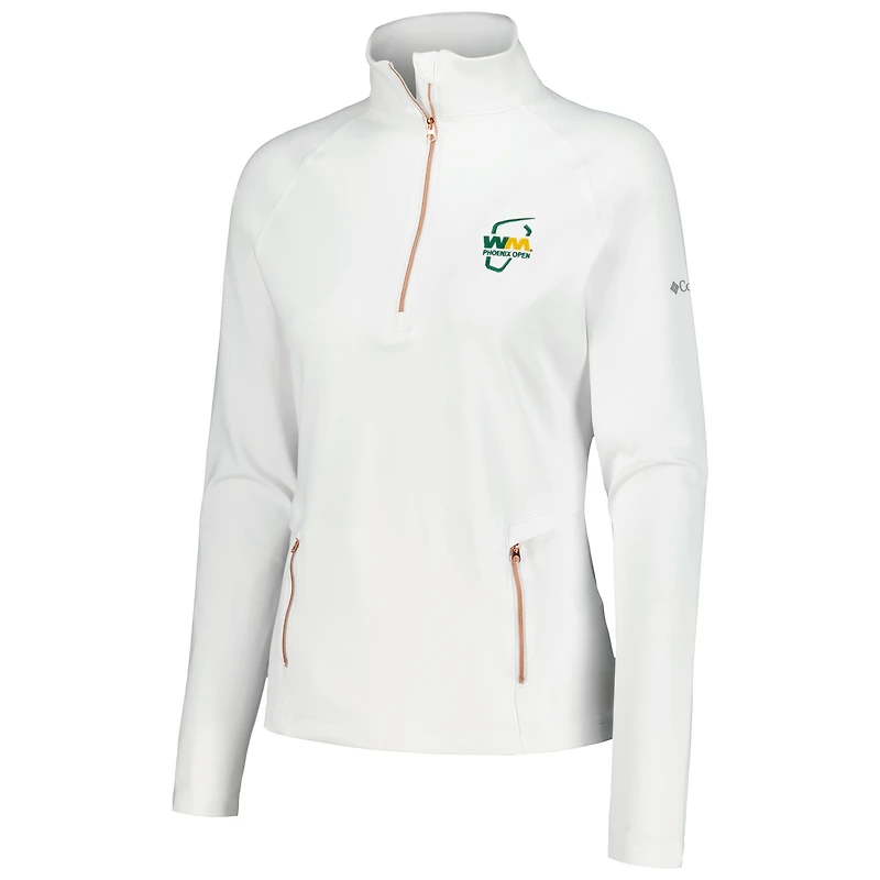 Women's Columbia White WM Phoenix Open Outward Nine Omni-Wick Raglan Quarter-Zip Jacket