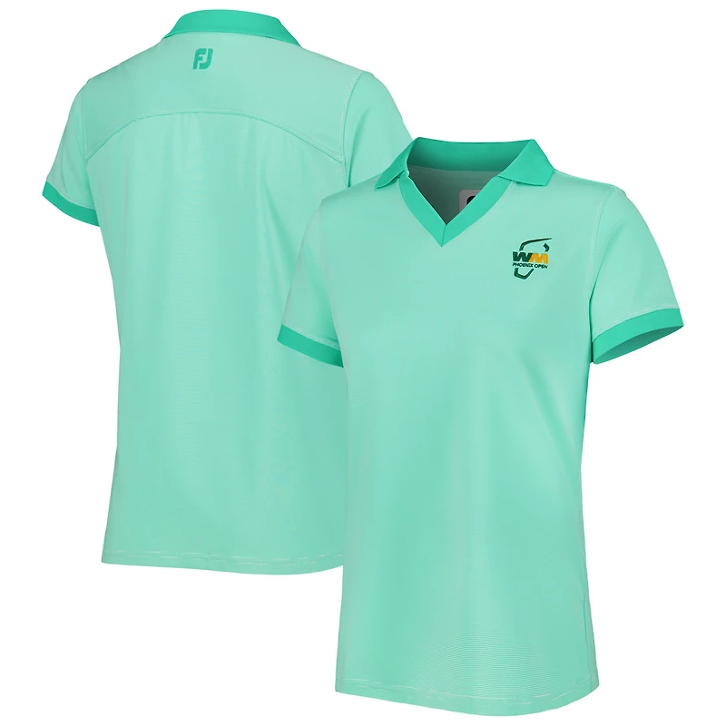 Women's FootJoy Mint WM Phoenix Open End on Lisle ProDry V-Neck Golf Polo
