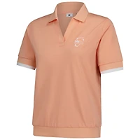 Polo FootJoy WM Phoenix orange pour femme, col en V, maille texturée ouverte