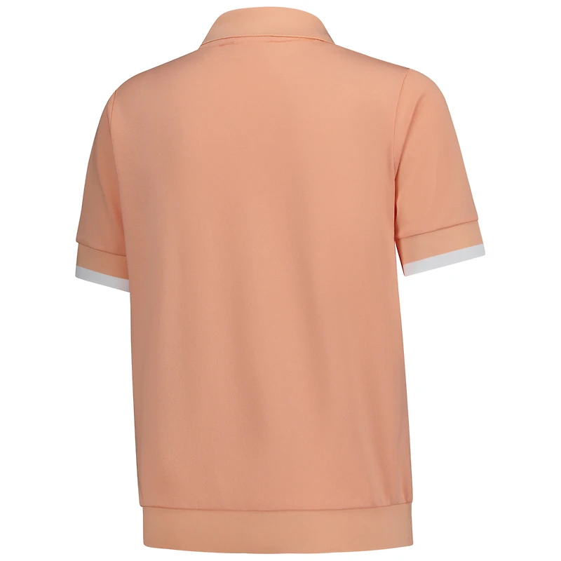 Polo FootJoy WM Phoenix orange pour femme, col en V, maille texturée ouverte