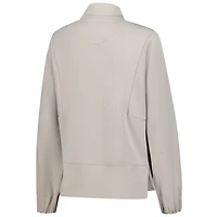 Women's Peter Millar Beige WM Phoenix Open Flora Knit Melange Tri-Blend Half-Zip Top