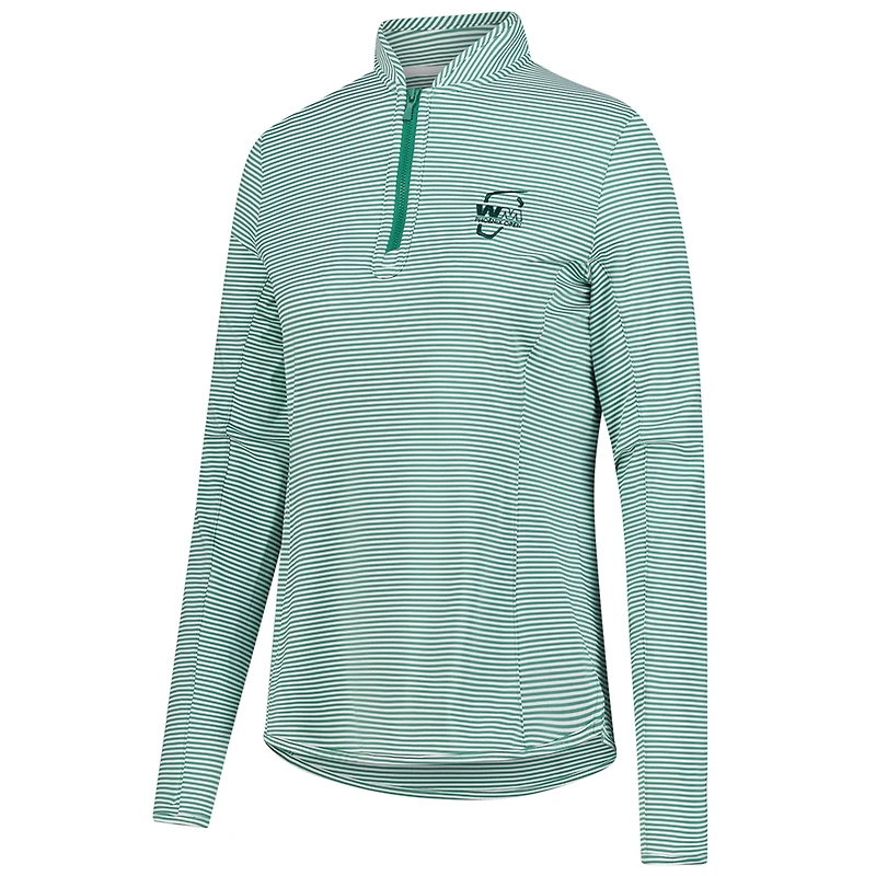 Women's Peter Millar Green WM Phoenix Open Vista Stripe Lightweight Quarter-Zip Sun Shirt