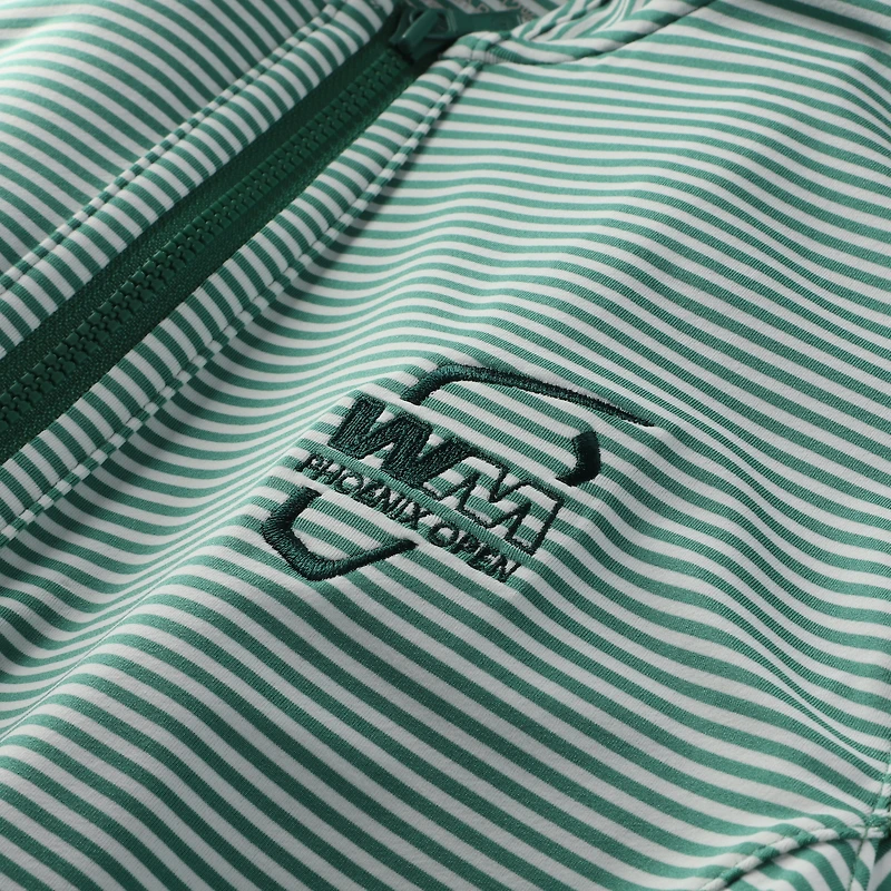 Women's Peter Millar Green WM Phoenix Open Vista Stripe Lightweight Quarter-Zip Sun Shirt