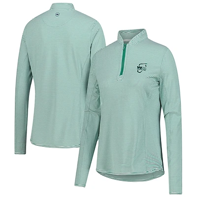 Women's Peter Millar Green WM Phoenix Open Vista Stripe Lightweight Quarter-Zip Sun Shirt