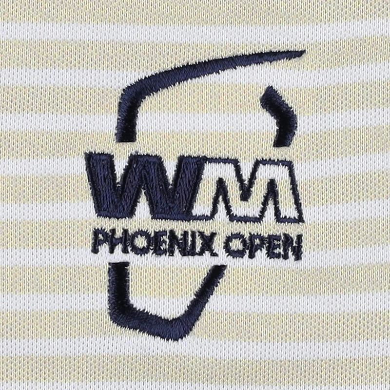 Women's Peter Millar Tan WM Phoenix Open Banded Sport Mesh Performance Sleeveless Polo