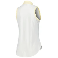 Polo en jersey extensible sans manches Peter Millar blanc/jaune WM Phoenix Open Opal pour femme