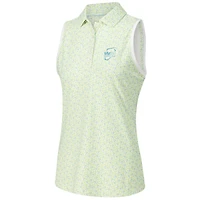 Polo sans manches en maille sport à bandes ouvertes Peter Millar White WM Phoenix pour femme