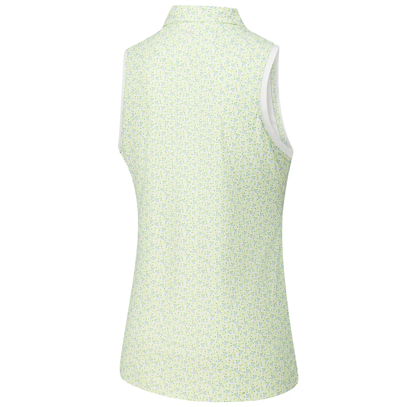 Women's Peter Millar White WM Phoenix Open Banded Sport Mesh Sleeveless Polo