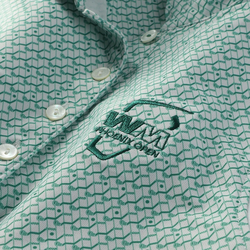 Women's Peter Millar White WM Phoenix Open House of Clubs Banded Sport Mesh Sleeveless Polo