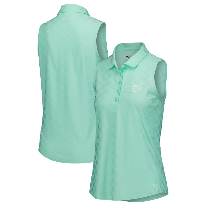 Women's Puma Mint WM Phoenix Open MATTR Check Jacquard Sleeveless Polo
