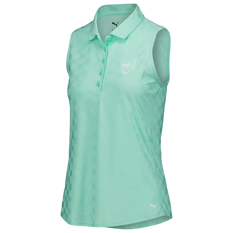 Women's Puma Mint WM Phoenix Open MATTR Check Jacquard Sleeveless Polo