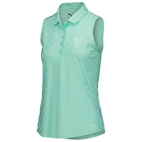 Women's Puma Mint WM Phoenix Open MATTR Check Jacquard Sleeveless Polo
