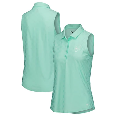 Polo sans manches Puma Mint WM Phoenix Open MATTR Check Jacquard pour femme