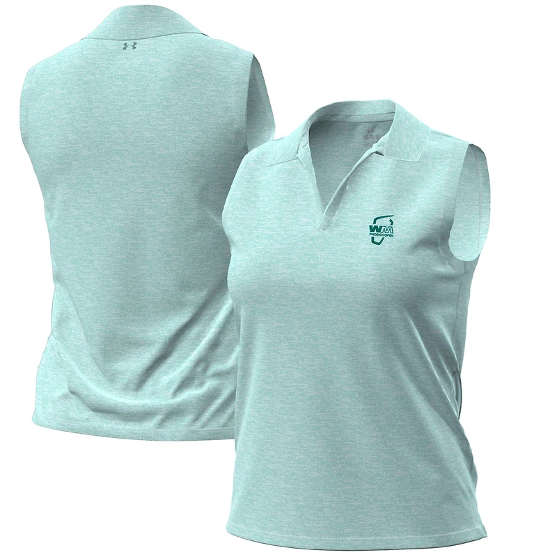 V110794 WAST 1700 Polo sans manches Under Armour SP26 WM Phoenix Open Aura Heather pour femme POLLADMIS UW0532