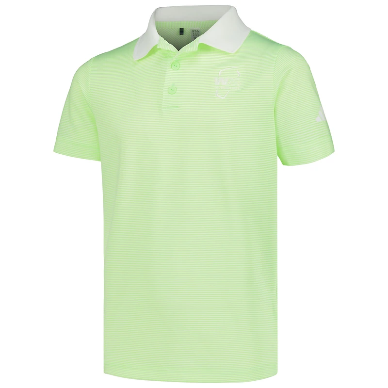 Youth adidas Neon Green WM Phoenix Open Striped Polo