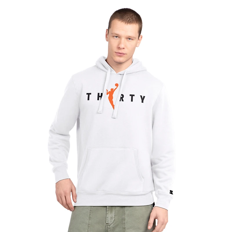 Men's Starter White WNBA 30th Anniversary Pitcher Pullover Hoodie