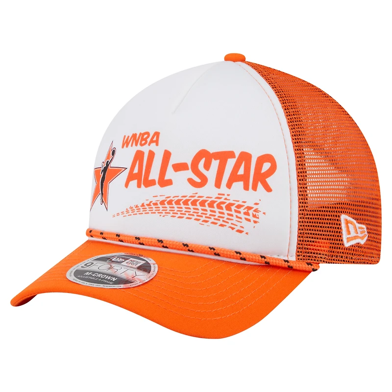 Unisex New Era White/Orange WNBA Gear 9FORTY A-Frame Graphic Trucker Hat
