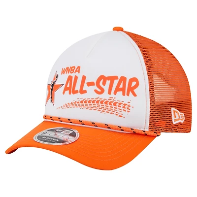 Casquette de camionneur unisexe New Era blanche/orange WNBA Gear 9FORTY A-Frame Graphic