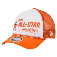 Casquette de camionneur unisexe New Era blanche/orange WNBA Gear 9FORTY A-Frame Graphic