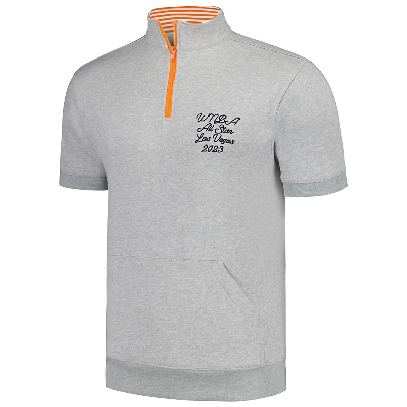 Unisexe Heather Grey 2023 WNBA All-Star Game Fashion Half-Zip Short Sleeve Top Pullover