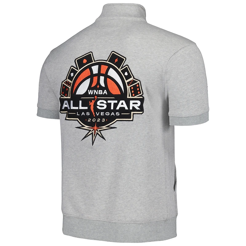 Unisexe Heather Grey 2023 WNBA All-Star Game Fashion Half-Zip Short Sleeve Top Pullover