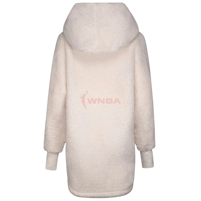 Veste longue à capuche surdimensionnée unisexe Jill Martin Cream WNBA pour la sensibilisation au cancer du sein