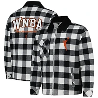 Veste unisexe en flanelle entièrement zippée The Wild Collective noire/blanche WNBA Gear