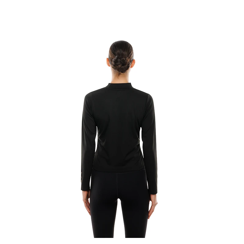 T-shirt à manches longues et col montant Glam Game WNBA noir New Era pour femme