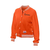 Veste polaire orange WNBA Throwback Varsity Fleece à boutons-pression pour femme de New Era