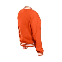 Women's New Era Orange WNBA Throwback Varsity Fleece Full-Snap Jacket