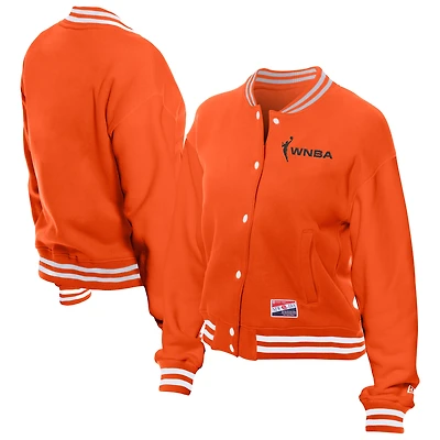 Veste polaire orange WNBA Throwback Varsity Fleece à boutons-pression pour femme de New Era