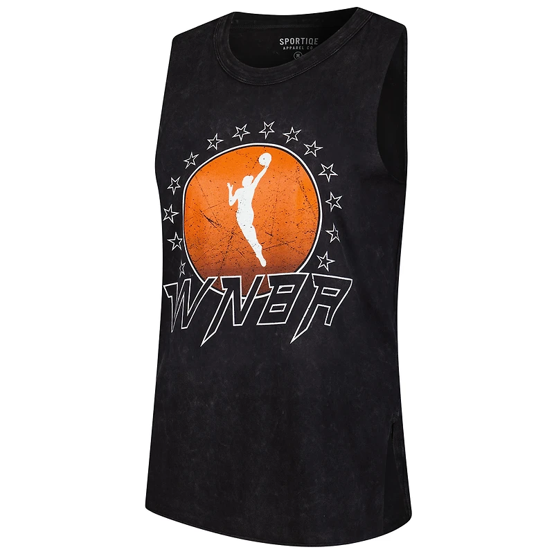 Women's Sportiqe Black WNBA Rock & Roll Collection Turner Mineral Wash Tank
