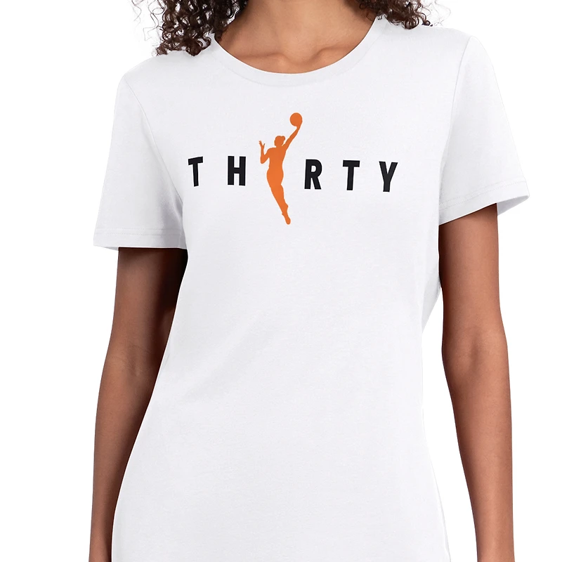 T-shirt Starter blanc pour femmes, col rond, 30e anniversaire de la WNBA