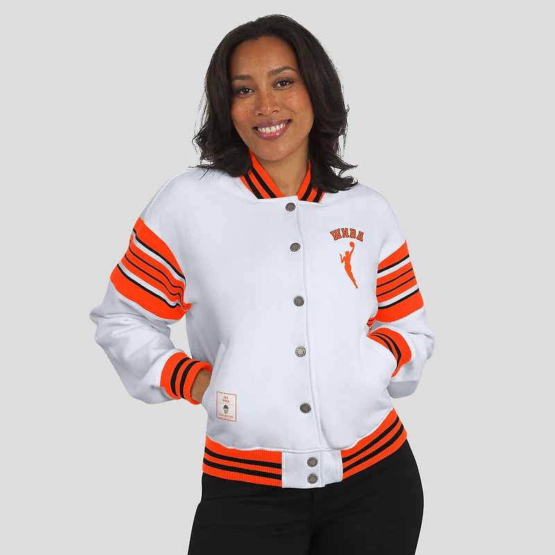 Veste sweat-shirt en polaire WNBA blanche/orange WEAR by Erin Andrews pour femme