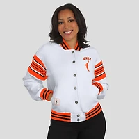 Veste sweat-shirt en polaire WNBA blanche/orange WEAR by Erin Andrews pour femme