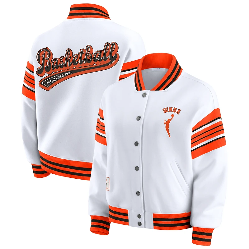 Veste sweat-shirt en polaire WNBA blanche/orange WEAR by Erin Andrews pour femme