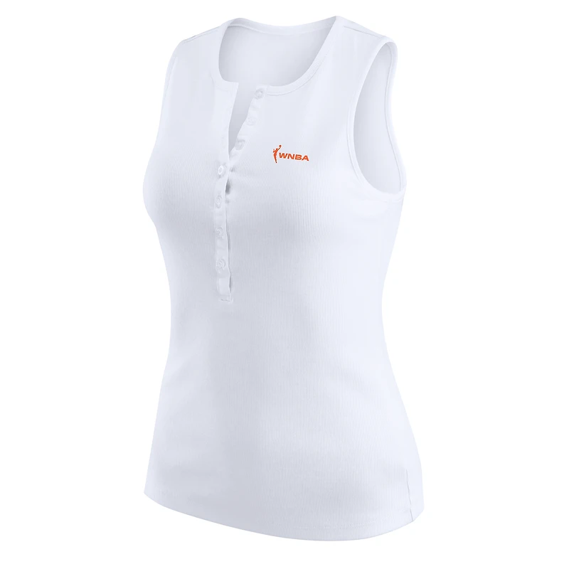 Débardeur Henley côtelé WNBA Gear blanc pour femme WEAR by Erin Andrews