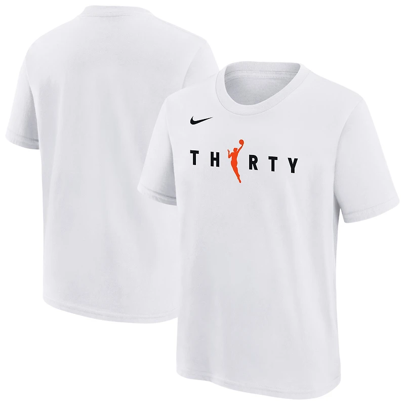 T-shirt Nike blanc pour jeunes, édition spéciale 30e saison de la WNBA