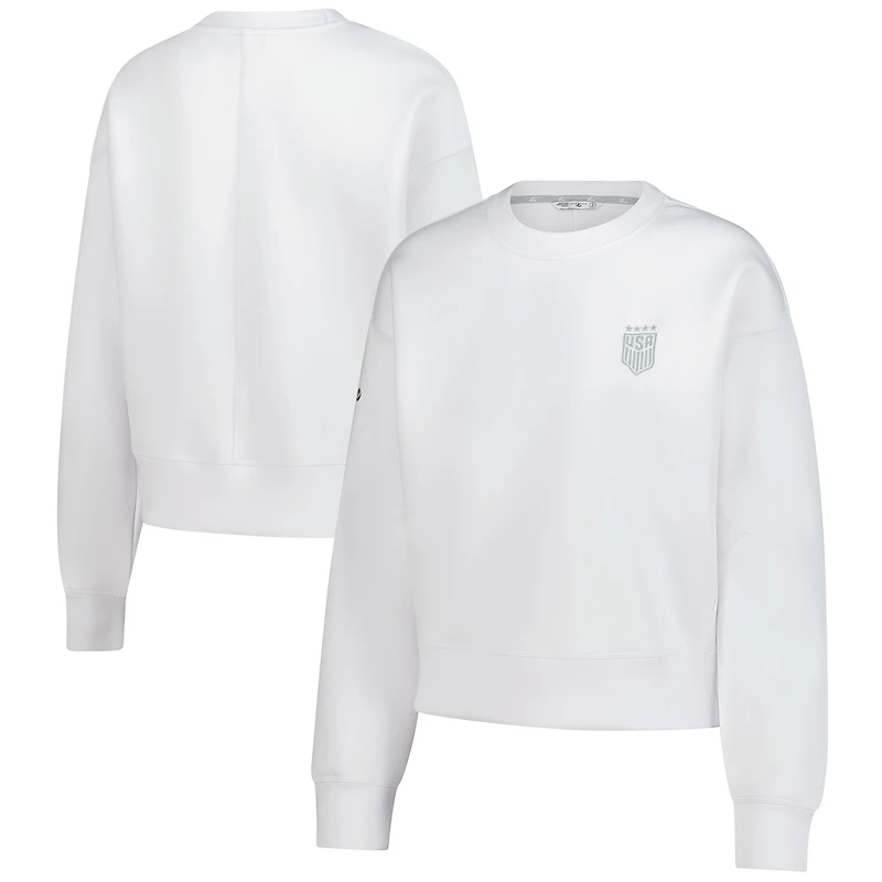 Sweat-shirt ras du cou en éponge de luxe pour femme V110850 USWoSoc 001 US Soccer LVE S25 SWTLADCRW 00US03E10147V02002UWHITE0